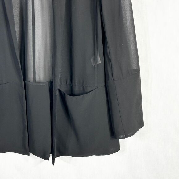 French Connection Size 2 Blazer Jacket Shrug Semi Sheer Black Open Chiffon 1286 - Picture 8 of 11
